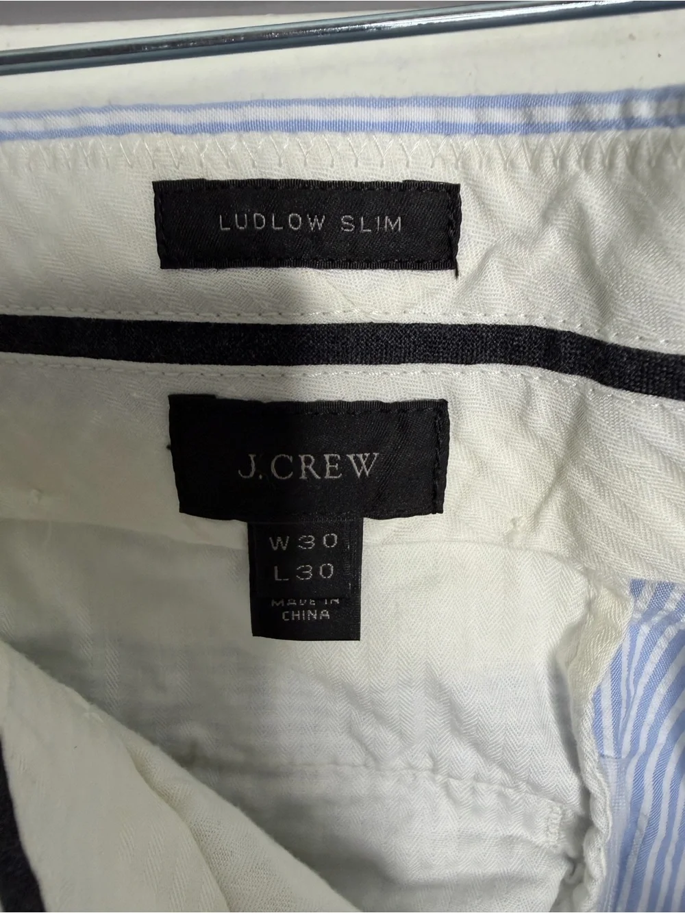 j crew ludlow pants men light blue seersucker pin stripe pants 30x30 blue white